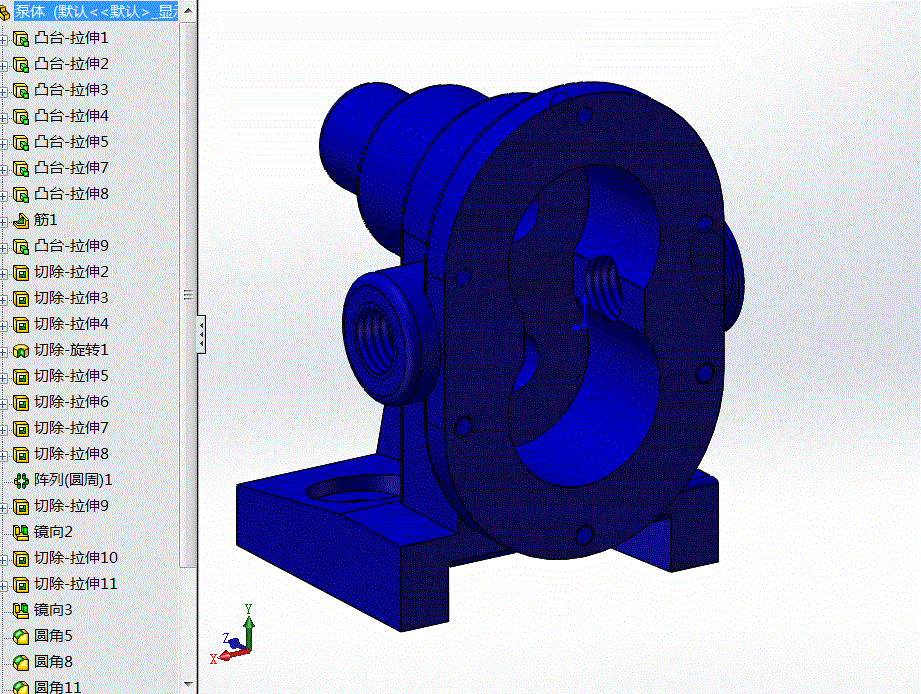 solidworks設計一款可調節齒輪泵模型結構完整三維模型下載